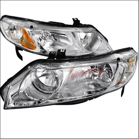 Overtime Euro Housing Headlights for 06 to 11 Honda Civic- Chrome - 11 x 18 x 26 in. OV3190202